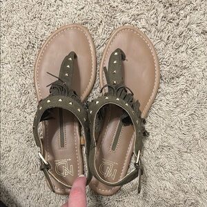 Olive Green Studded Sandals